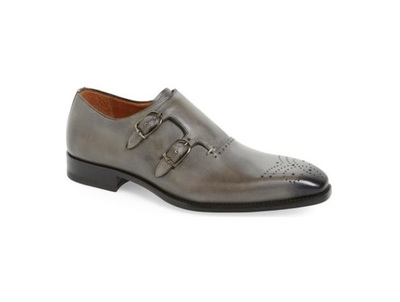 Handmade Men Gray Formal Shoes, Gray Double Monk Shoes, Shoes