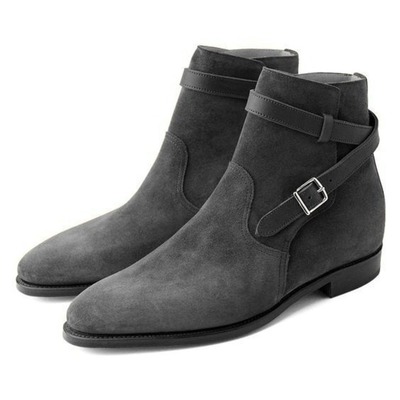 Handmade men jodhpur boots, gray suede leather boot for , dress boot - Thumbnail 2