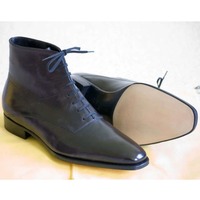 Handmade Men Black Leather Boots, Black Leather Boot For - Thumbnail 4