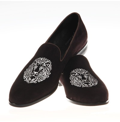 Handmade Men Velvet Shoes, Embroidered Velvet Shoes