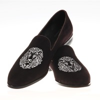 Handmade Men Velvet Shoes, Embroidered Velvet Shoes - Thumbnail 4