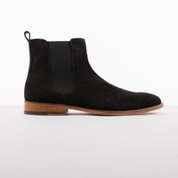Handmade Men Black Leather Boots, Suede Leather Boot For , Chelsea Boots - Thumbnail 1