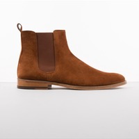 Handmade Men Tan Boots, Suede Leather Boot For , Chelsea Dress Boots - Thumbnail 1