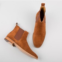 Handmade Men Tan Boots, Suede Leather Boot For , Chelsea Dress Boots - Thumbnail 4