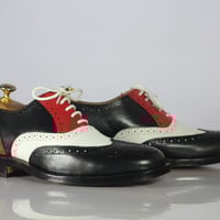 Handmade Men's Multi Color Wing Tip Brogue Shoes, Men's Leather Lace Up Shoes - Thumbnail 2