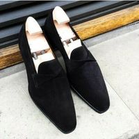 Handmade Mens Black Suede Moccasins, Men Black Suede Dress Shoes, Mens Shoes - Thumbnail 4