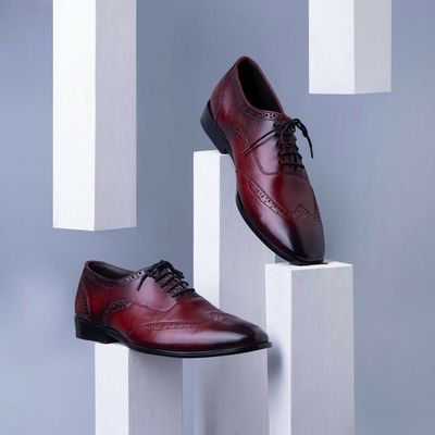 Handmade Mens Wing Tip Brogue Square Toe Lace Up Dress Shoes, Real Leather Shoes