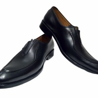 Mens Dress Shoes Real Leather Blue Single Monk Strap Buckle Formal Shoes - Thumbnail 1