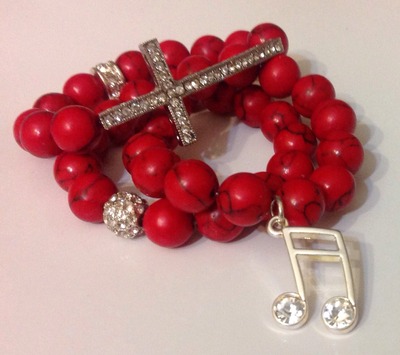 Red Turquoise Beaded Bracelet 