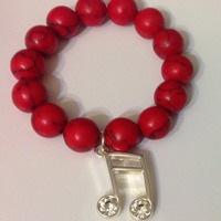 Red Turquoise Beaded Bracelet  - Thumbnail 1