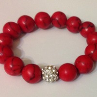 Red Turquoise Beaded Bracelet  - Thumbnail 2