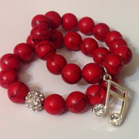 Red Turquoise Beaded Bracelet  - Thumbnail 3