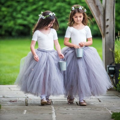 Two piece flower girl dresses v neck short sleeves - Thumbnail 4