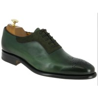Handmade Men Suede Shoes, Brogue Toe Dark Green Leather Shoe, Dress Shoes - Thumbnail 4