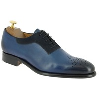 Handmade Men Suede Shoes, Brogue Toe Navy Blue Leather Shoe, Dress Shoes - Thumbnail 1
