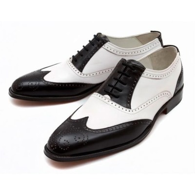 Handmade men wingtip formal shoes, spectator dress shoes, leather shoes