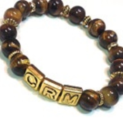 Tiger eye initial bracelet