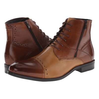 Handmade men double tone boots, side zip boot, brown leather boots - Thumbnail 4
