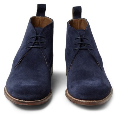 Handmade men navy blue chukka real suede leather boot, genuine suede boots - Thumbnail 2