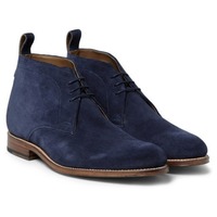 Handmade Men Navy Blue Chukka Real Suede Leather Boot, Genuine Suede Boots - Thumbnail 1