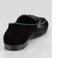 Handmade Mens Black Velvet Shoes, Shoes For Men, Velvet Loafer Moccasin - Thumbnail 1