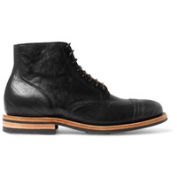 Handmade Men Black Lace Up Ankle High Boot, Black Genuine Leather Boot - Thumbnail 1