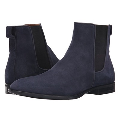 Handmade Navy Blue Chelsea Boots, Suede Leather Boot For Men, Boots