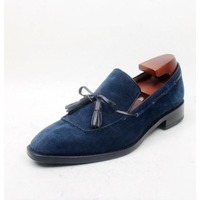 Handmade Navy Blue Shoes Men, Moccasin Dress Shoes, Leather Shoes - Thumbnail 1