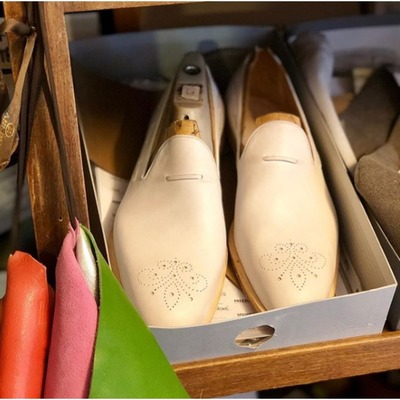 Handmade white new leather shoes, men dress moccasin shoes, business wear