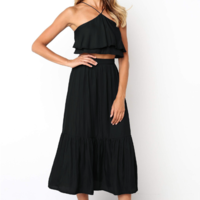 Elegant Halter Two Piece Top And Skirt Set - Thumbnail 3