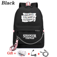 Stylish Stranger Things Canvas School Bag Backpack - Thumbnail 2