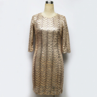 Chic Sequin Long Sleeve Party Dress - Thumbnail 4