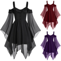 Vintage Black Gothic Dress - Thumbnail 1
