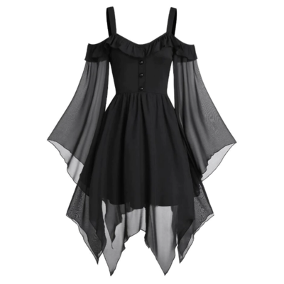 Vintage black gothic dress - Thumbnail 2