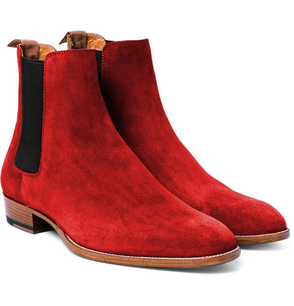 Handmade Men Red Suede Chelsea Boot, New Ankle Boot
