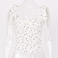 Sexy Lace up Printed Crop Top in Black and White - Thumbnail 3