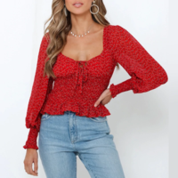 Summer Floral Print Crop Top Blouse - Thumbnail 3