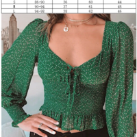 Summer Floral Print Crop Top Blouse - Thumbnail 1