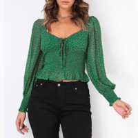 Summer Floral Print Crop Top Blouse - Thumbnail 2