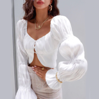 Satin Elegant Long Sleeve Blouse - Thumbnail 3