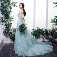 Blue tulle sequins prom dress formal dress - Thumbnail 3