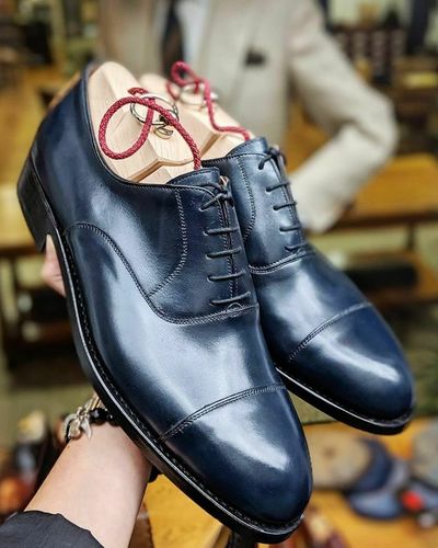 Handmade Mens Oxfords Dress shoes, Men Navy blue oxford formal shoes