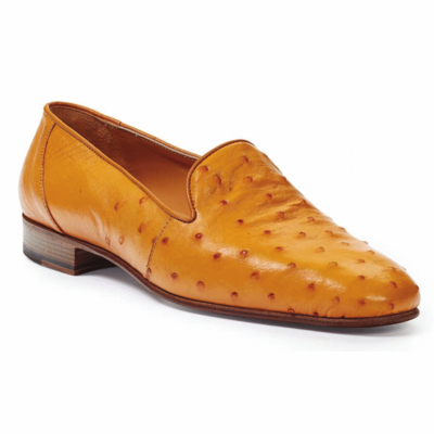 Handmade ostrich tan leather loafers shoes for men' - Thumbnail 3