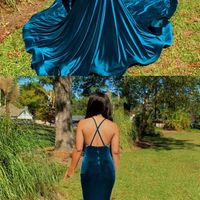 Sexy Mermaid Teal Prom Dresses,V neck Trumpet Velvet Evening/Prom Dresses - Thumbnail 2