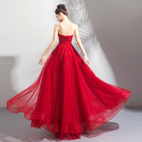 Red tulle long prom dress red evening dress - Thumbnail 3