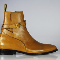 Handmade Tan Jodhpurs Ankle Leather Boot For Men's  - Thumbnail 3