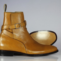Handmade Tan Jodhpurs Ankle Leather Boot For Men's  - Thumbnail 2