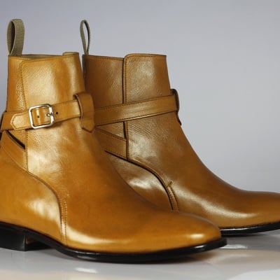 Handmade tan jodhpurs ankle leather boot for men's  - Thumbnail 2