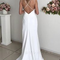 Sexy Backless Spaghetti-Straps Wedding Dresses with a Split - Thumbnail 1
