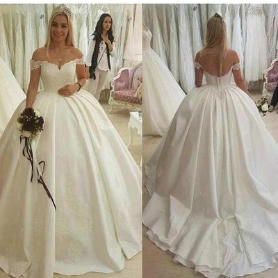 Princess lace ball gown wedding dresses off shoulder satin applique lace wedding gowns sweep train wedding bridal gowns vestidos 